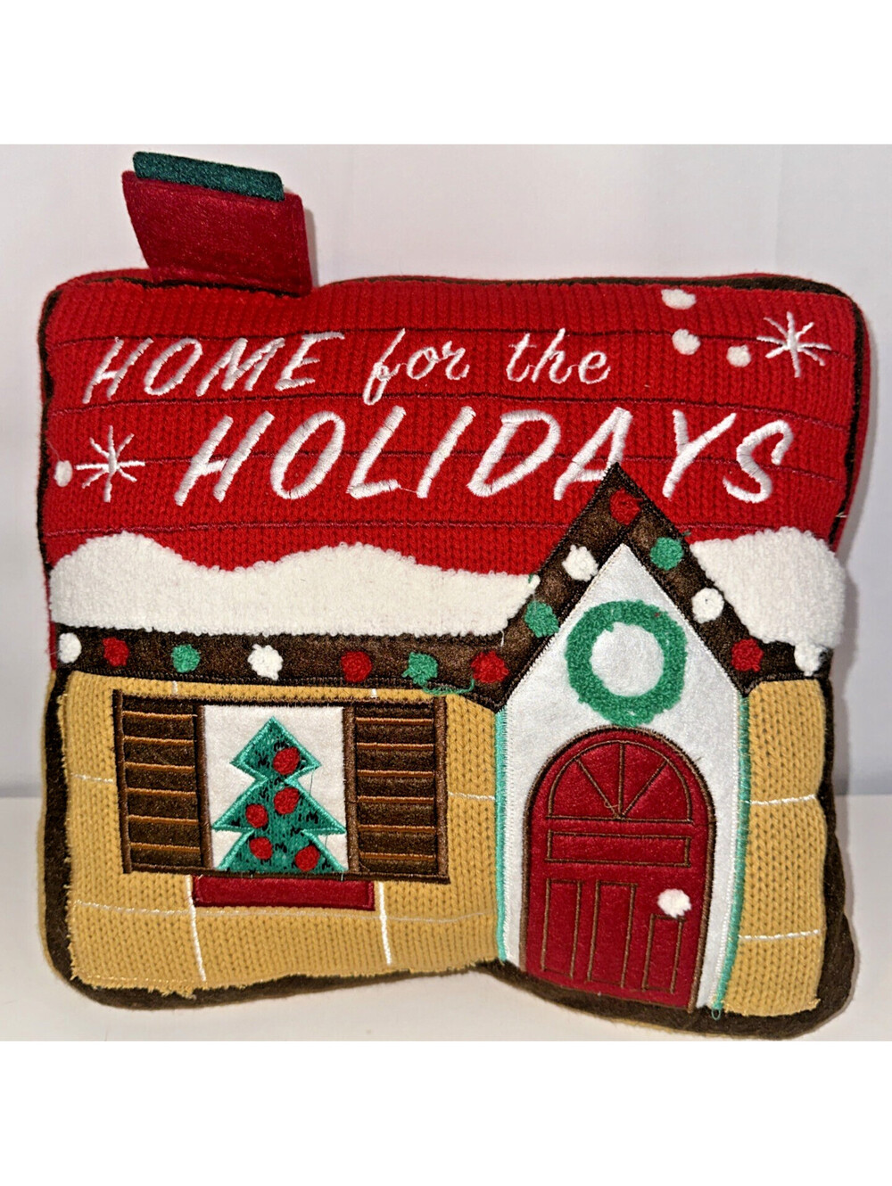 Home For The Holiday's Wondershop 12” Red Accent Pillow Christmas House